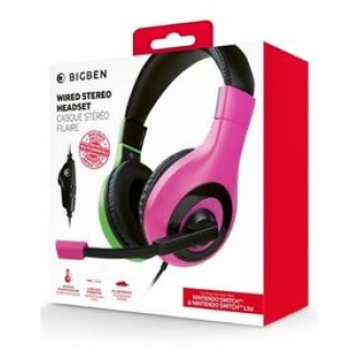 BIG BEN WIRED STEREO HEADSET PINK & GREEN (SWITCH)