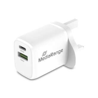 MEDIARANGE FAST CHARGER FOR MOBLIE DEVICES 30 WATTS USB-A + TYPE C