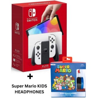 Nintendo Switch Console OLED - White Joy Con + OTL MARIO HEADSET (Switch)